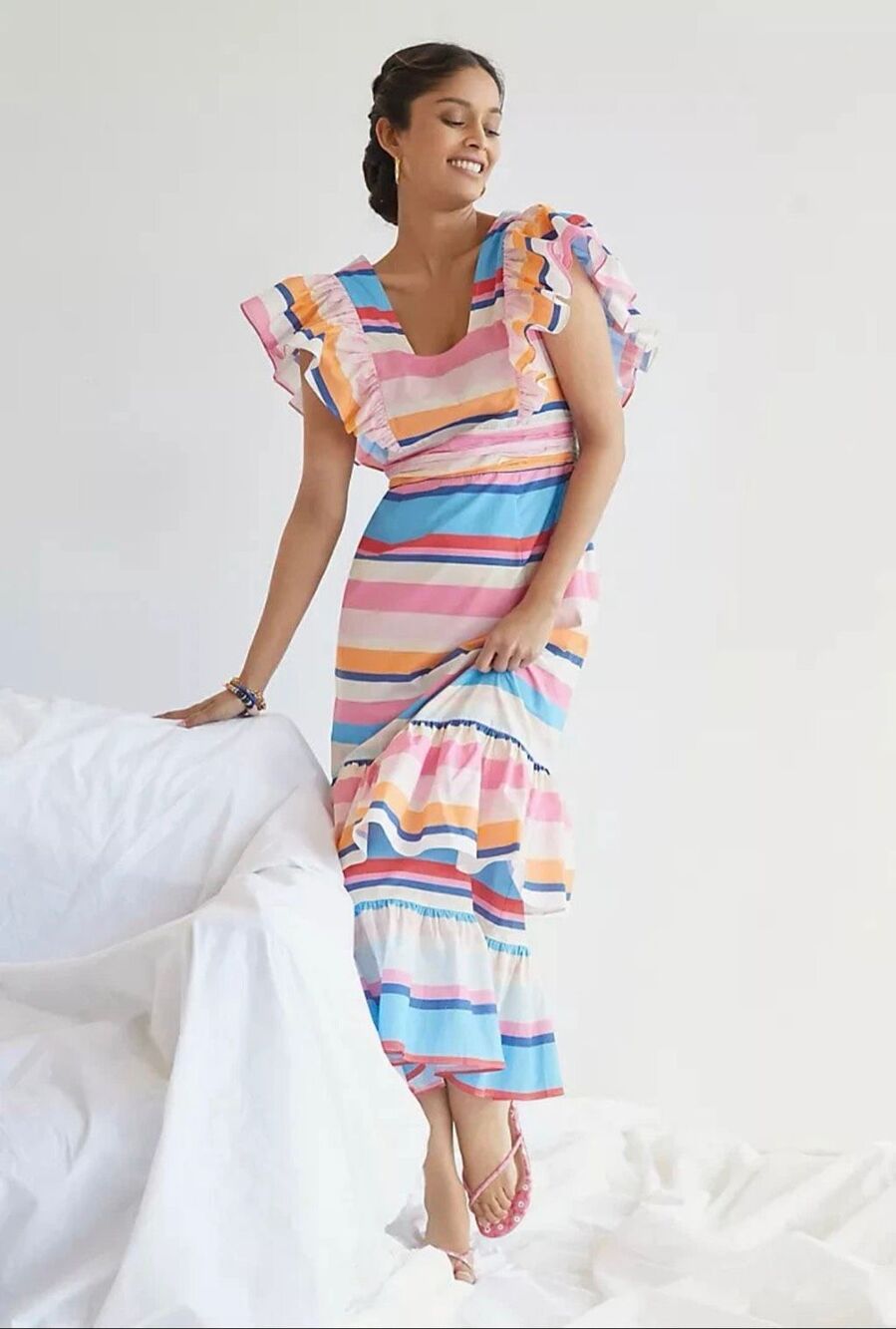 Anthropologie Plenty by Tracy Reese Rwinbow Ruffle Maxi Dress NWT XS